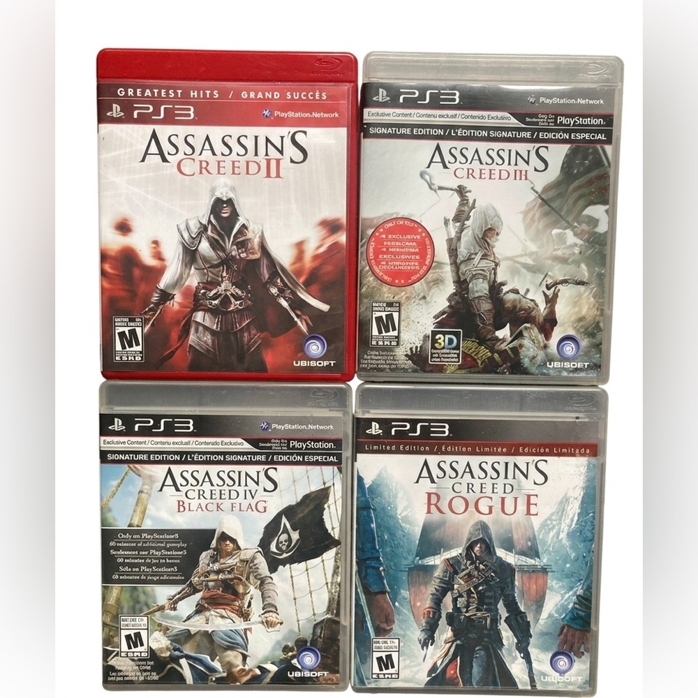 Ubisoft Assassin's Creed 2 & 3 & 4 & Rogue for PS3 Games Bundle Together